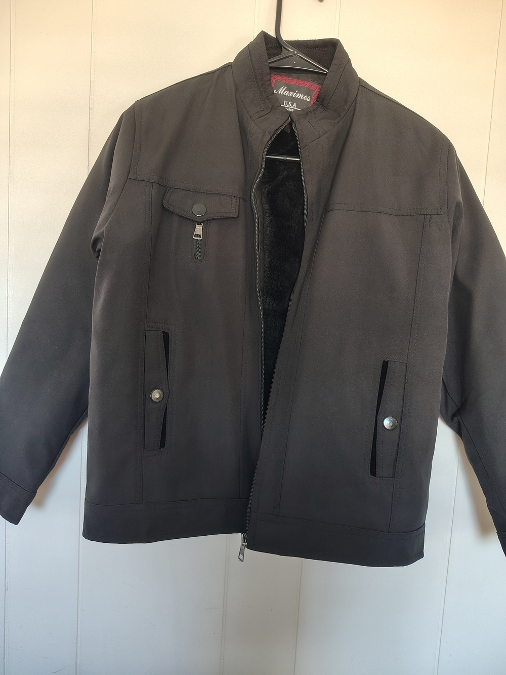 Maximos USA Men’s Black Fleece-Lined Jacket Size 12